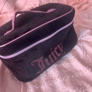 Juicy Couture Black Velvet Cosmetic Case with Pink Accents